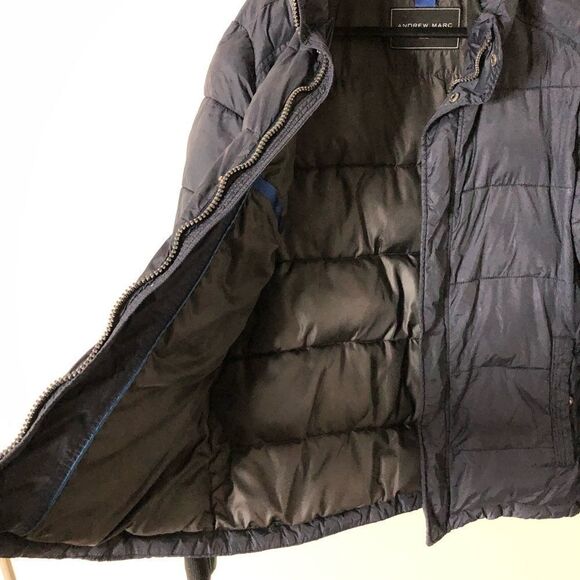 Andrew Marc Mens Navy Blue Full Zip/Snap Puffer Jacket Size Medium - Picture 9 of 10